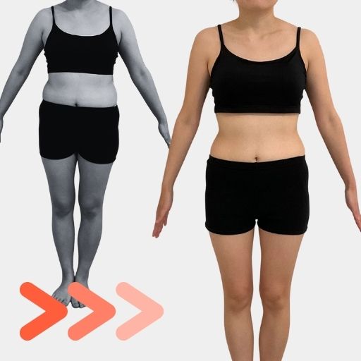 女性のお客様のトレーニング前後比較写真