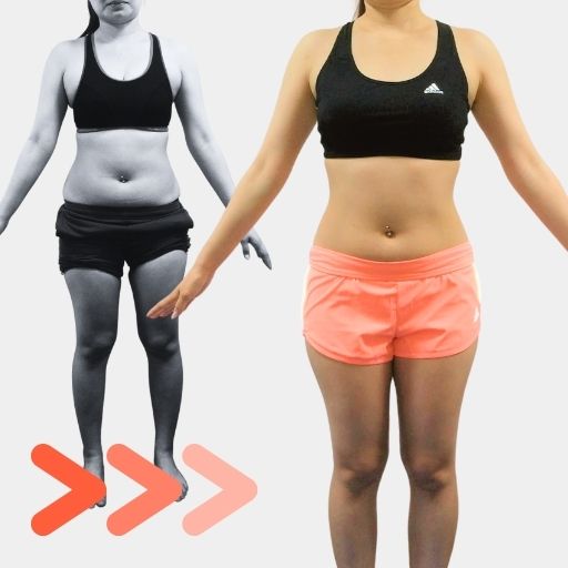 女性のお客様のトレーニング前後比較写真