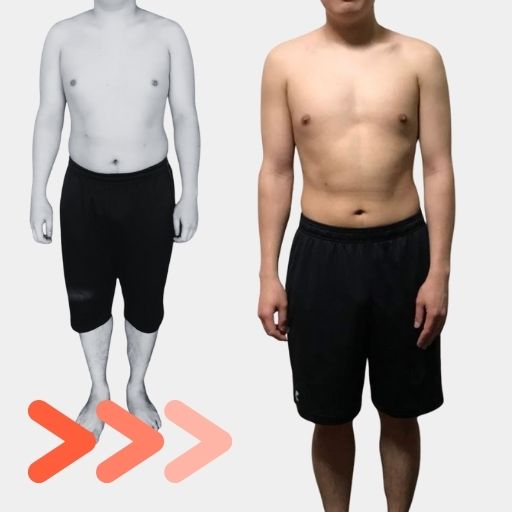 男性のお客様のトレーニング前後比較写真