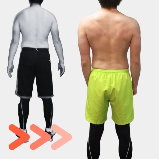 男性のお客様のトレーニング前後比較写真